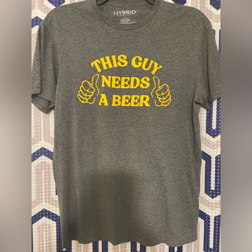 Hybrid & Company Gray and Yellow Short Sleeve Tee Casual Style